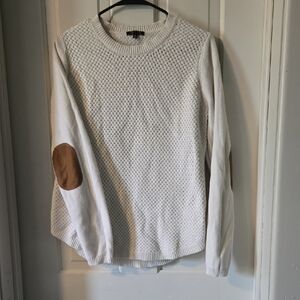 Cream Sweatshirt with Brown Elbow Patch